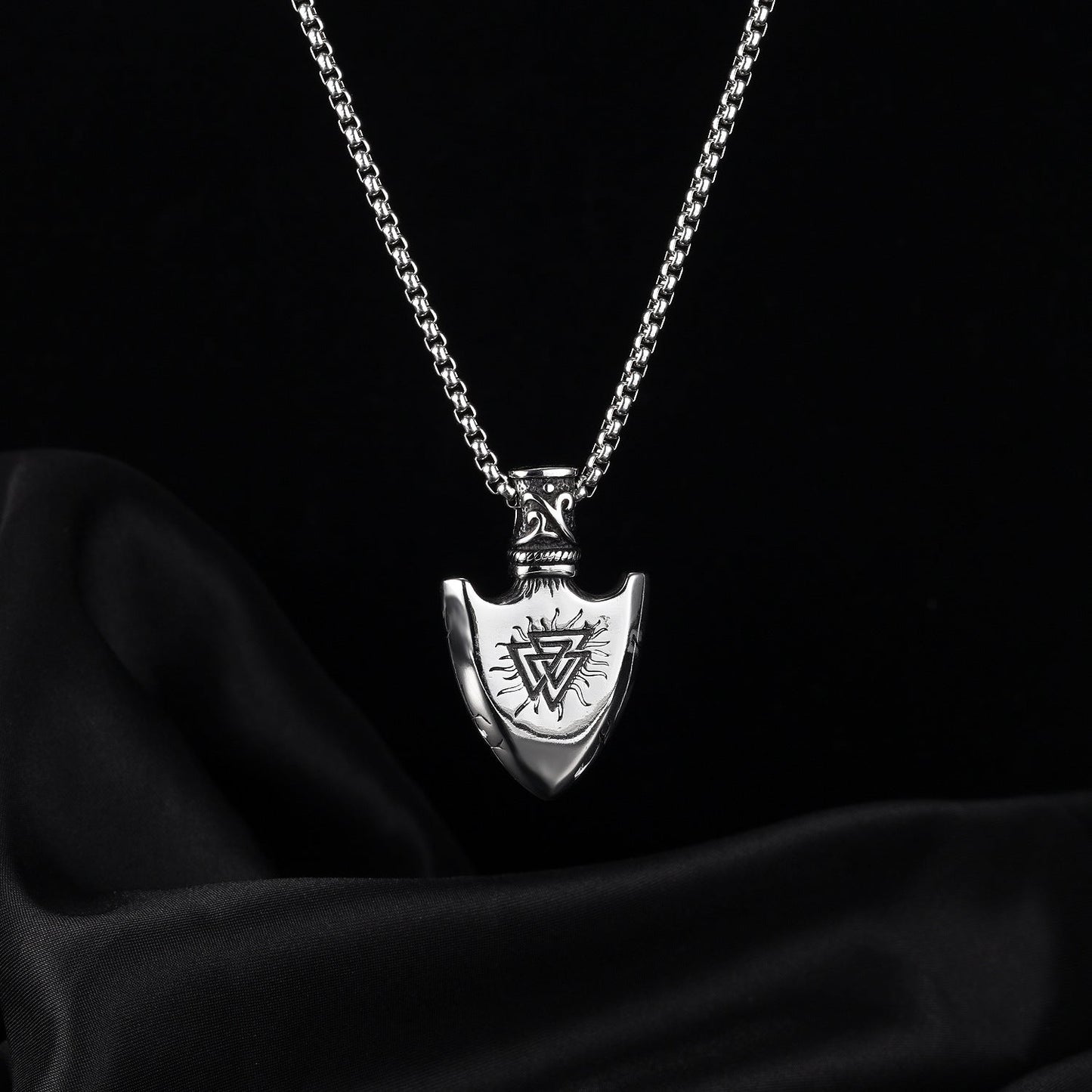 European Stainless Steel Shield Pendant