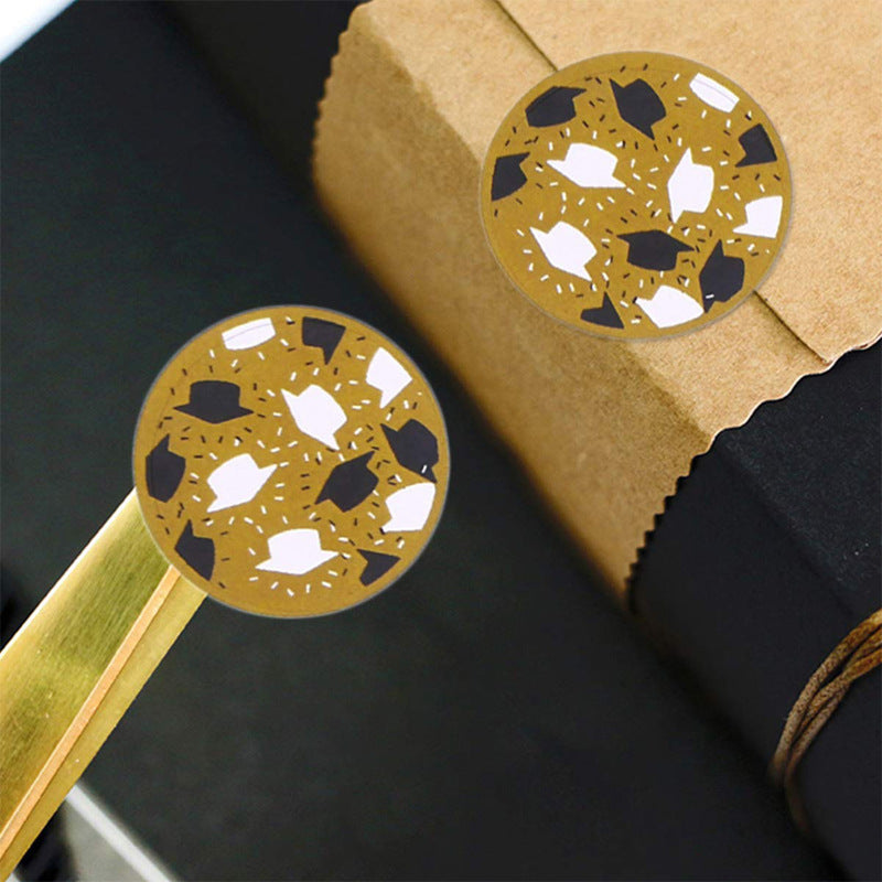 Graduation Round Stickers - Cap & Diploma Design