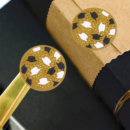 Graduation Round Stickers - Cap & Diploma Design