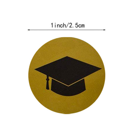 Graduation Round Stickers - Cap & Diploma Design