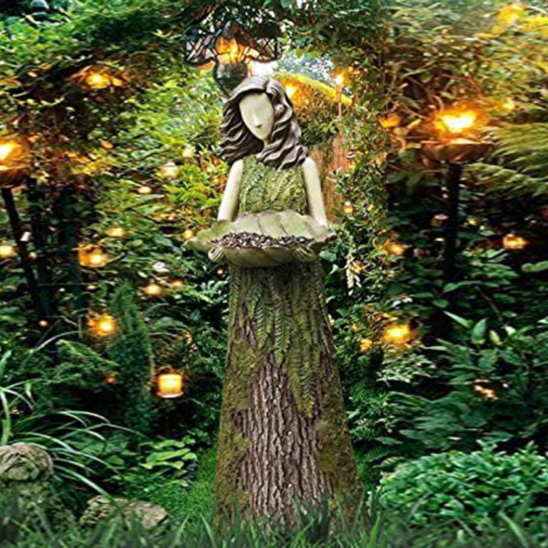 Fern Fairy Statue, 2-in-1 Hummingbird Feeder