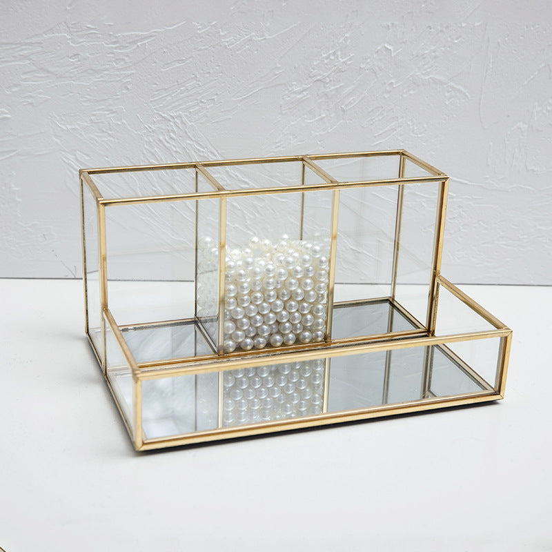 Golden Glass Makeup Organizer