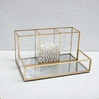 Golden Glass Makeup Organizer