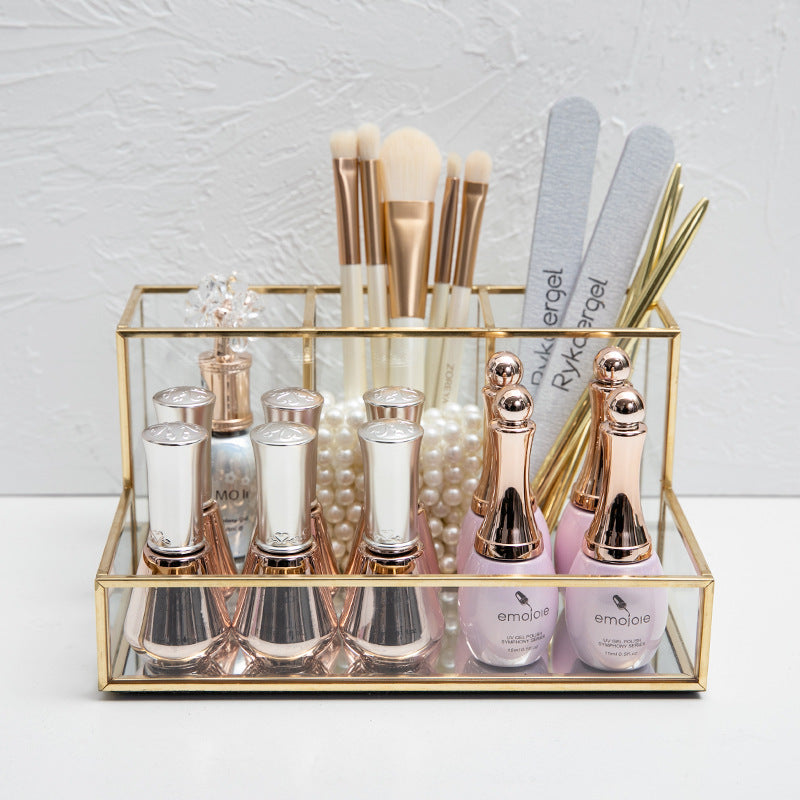 Golden Glass Makeup Organizer