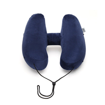 Hooded Inflatable Travel Neck Pillow