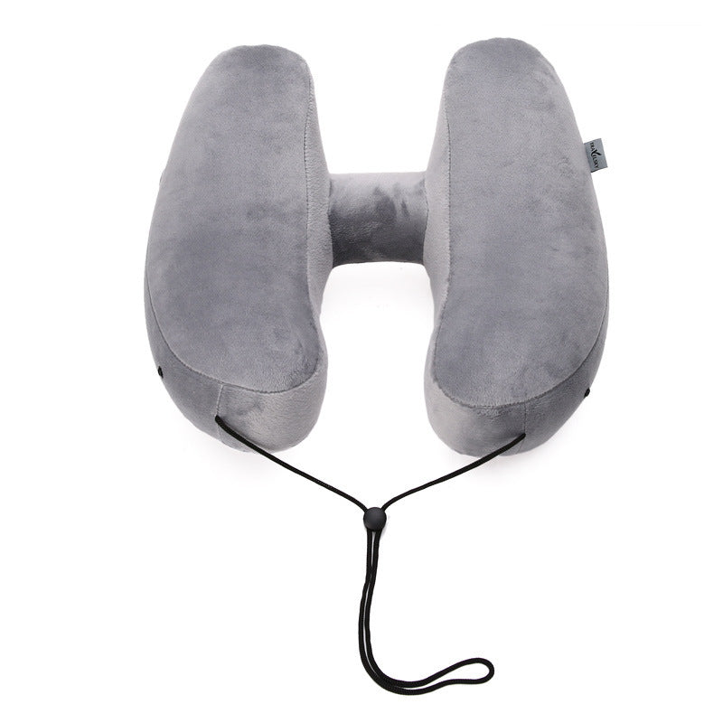 Hooded Inflatable Travel Neck Pillow