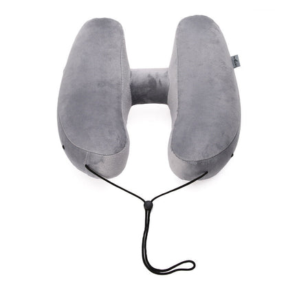 Hooded Inflatable Travel Neck Pillow