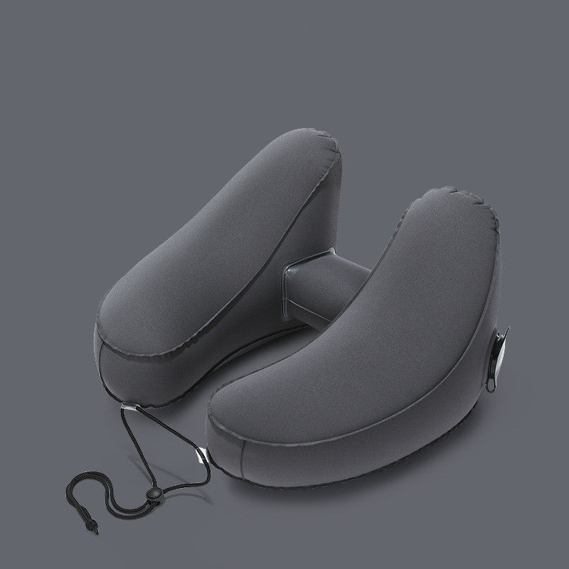 Hooded Inflatable Travel Neck Pillow
