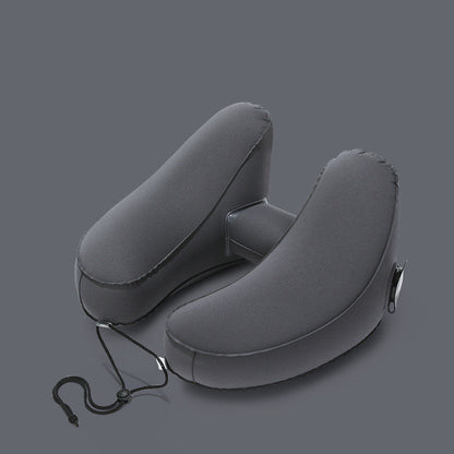 Hooded Inflatable Travel Neck Pillow