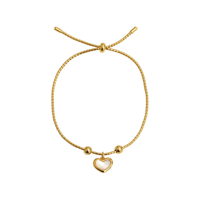 Shell White Peach Heart Adjustable Bracelet