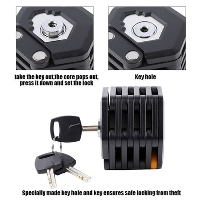 Hamburg Alloy Foldable Bike Lock – Anti-Theft with 3 Keys & Mount Bracket