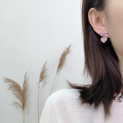 Korean Style Purple Bow Clip-On Earrings