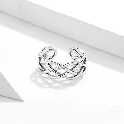 Bamoer Sterling Silver Woven Texture Ring