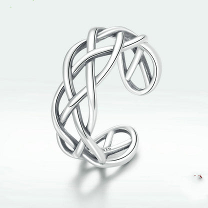 Bamoer Sterling Silver Woven Texture Ring