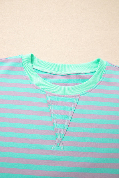 Stripe Reverse Seam Contrast Trim Sweatshirt