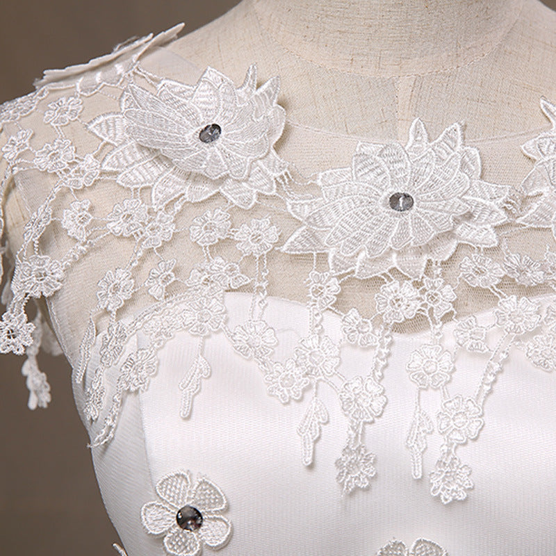 Elegant Lace Flower Shoulder Dress With Intricate Detailing For Weddings And Special Occasions