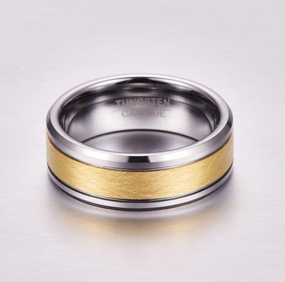 Men's 8mm Gold Tungsten Wedding Band