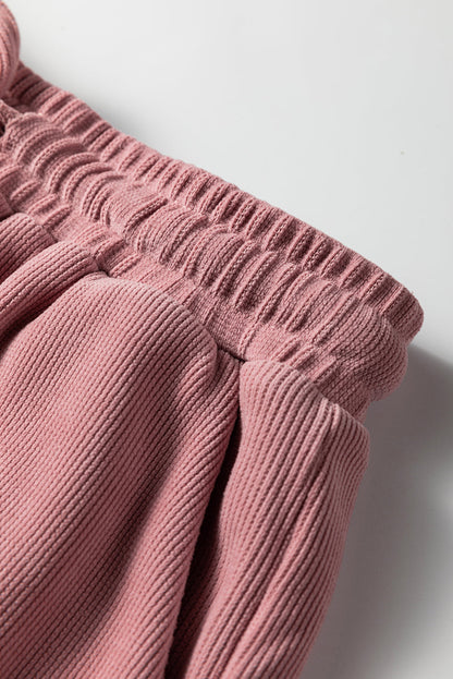 Solid Textured Knit Pullover and Shorts Set