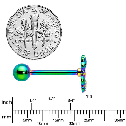 Rainbow Titanium Anodized 3-D Dragon  Barbell Tongue Ring
