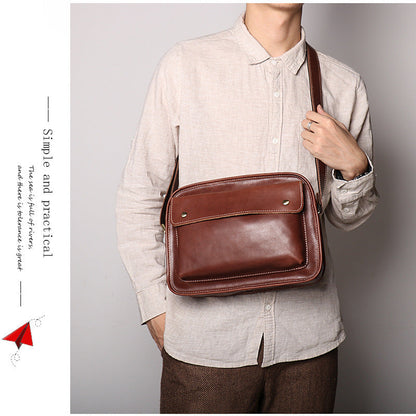 Men's Casual Cowhide Shoulder Bag