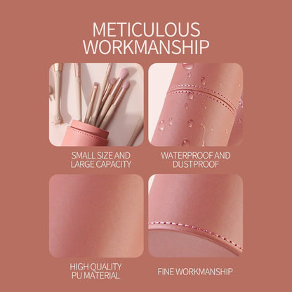 PU Round Cosmetic Brush Container