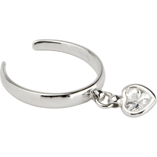 Sterling Silver 925 Cubic Zirconia Dangling Heart Toe Ring