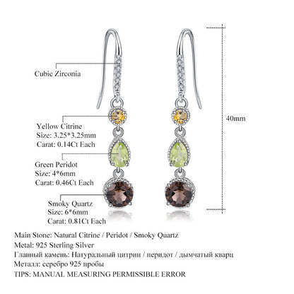 Elegant Gemstone S925 Silver Earrings