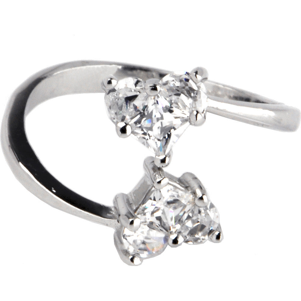 Sterling Silver 925 Cubic Zirconia Solitaire Heart Toe Ring