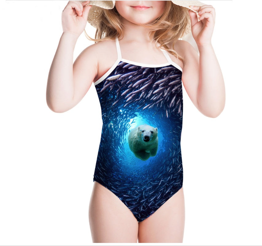 Girls' Printed One-Piece Swimsuit