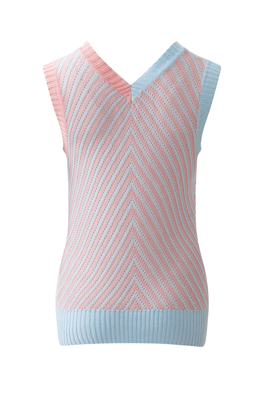 Contrast Chevron Knit V-Neck Sweater Vest