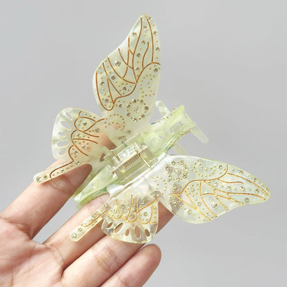 Light Luxury Glass Butterfly Hair Claw
