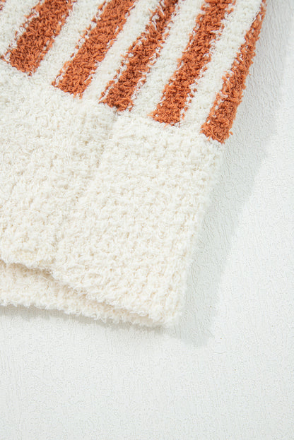 Stripe Cowl Neck Drop Shoulder Sweater