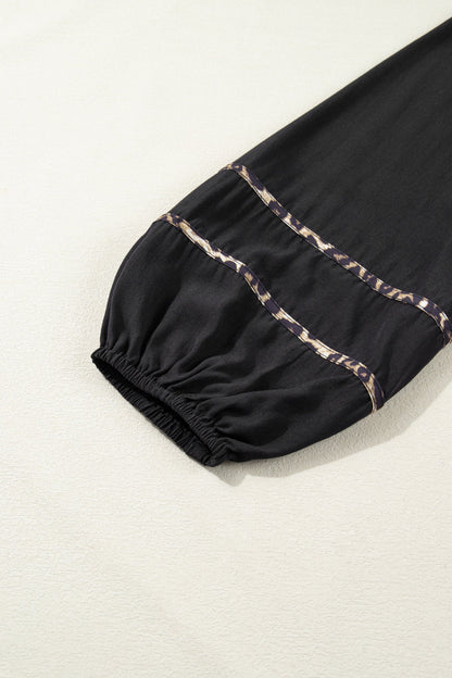 Contrast Trim Split Neck Midi Dress