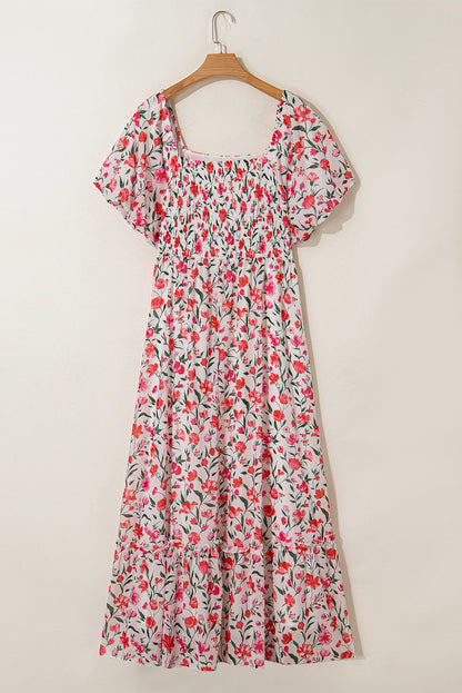Plus Size Floral Square Neck Maxi Dress