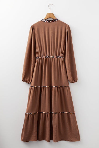 Floral Patchwork Long Sleeve Maxi Dress
