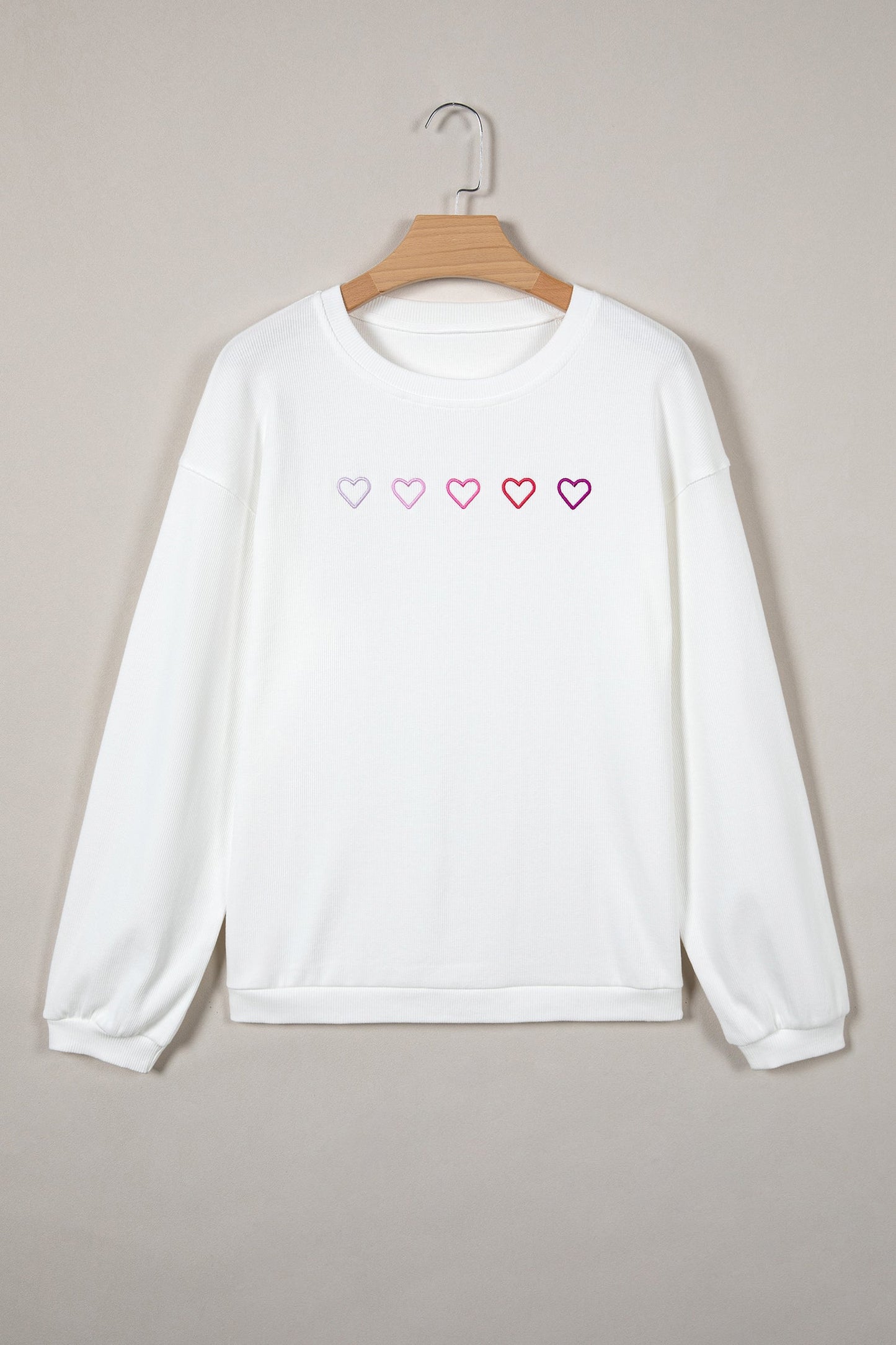 Drop Shoulder Sweatshirt with 3D Heart Detail
