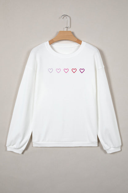 Drop Shoulder Sweatshirt with 3D Heart Detail