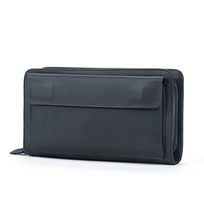 Double Zipper Cowhide Clutch Wallet