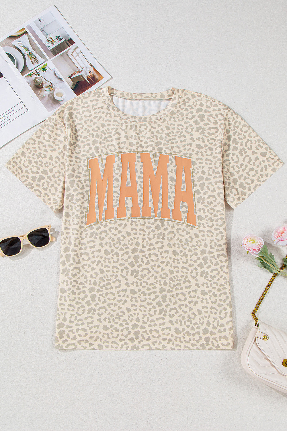 Leopard MAMA Letter Graphic Tee