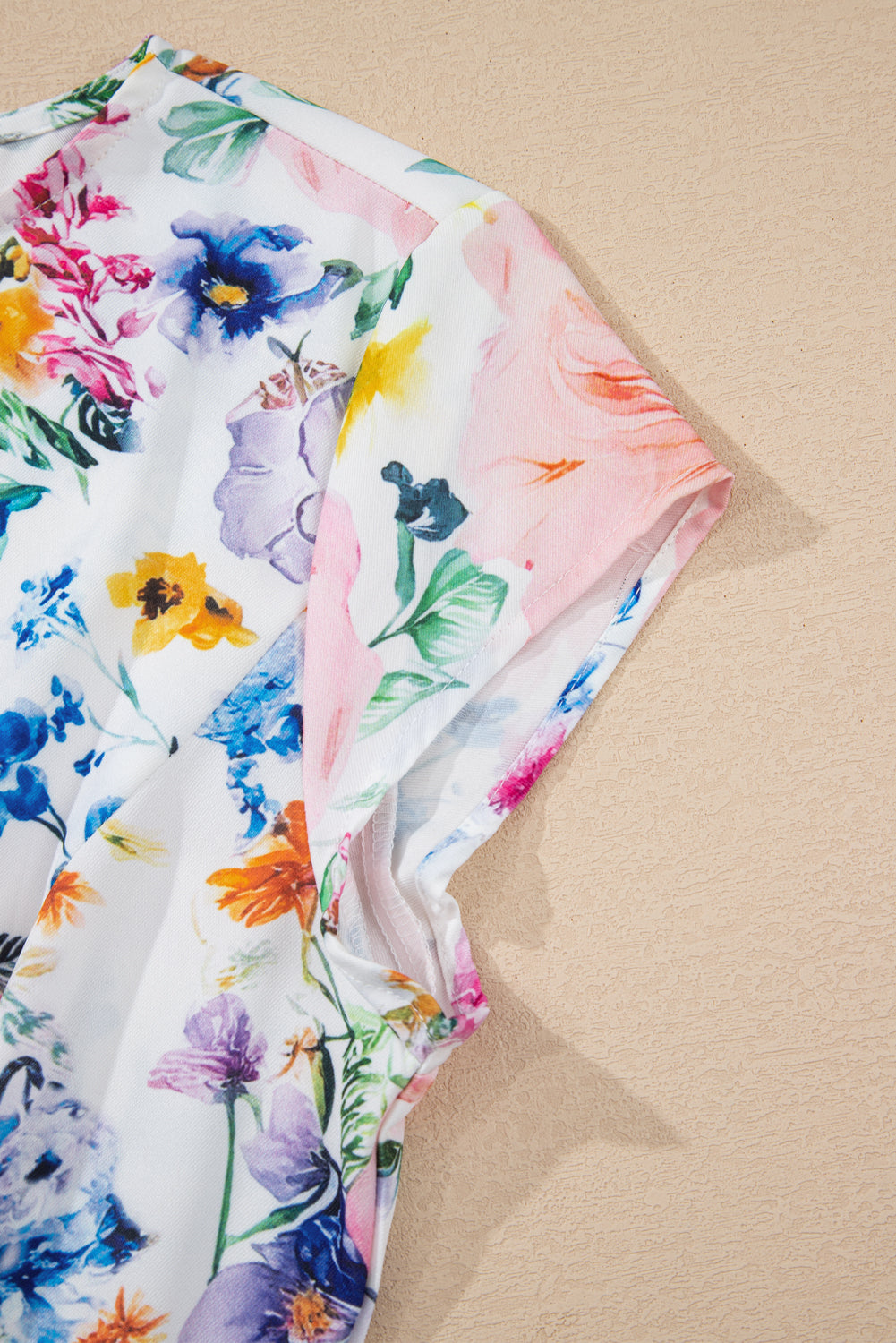 Floral Vibrant Cap Sleeve Mini Dress
