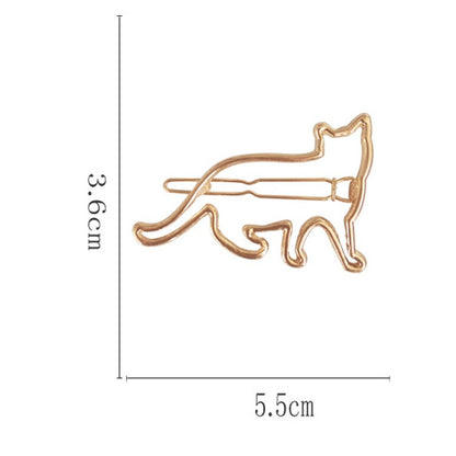 Metal Hollow Cat Hairpin Alloy Clip