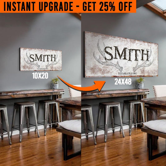 Upgrade Your 'Rustic Family Antler' (Style 1) Canvas To 24x48 Inches