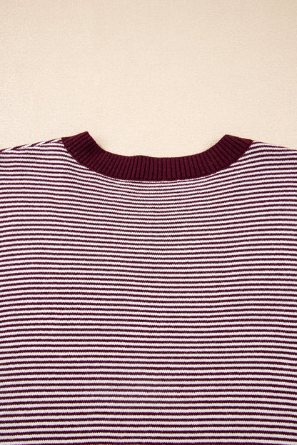 Stripe Colorblock Patchwork Dolman Sleeve Sweater