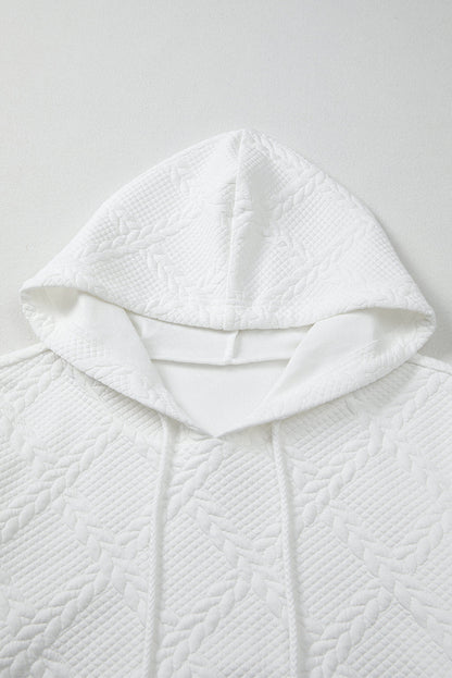 Cable Lattice Textured Kangaroo Pocket Hoodie