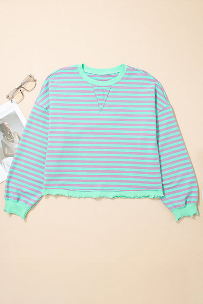 Stripe Reverse Seam Contrast Trim Sweatshirt