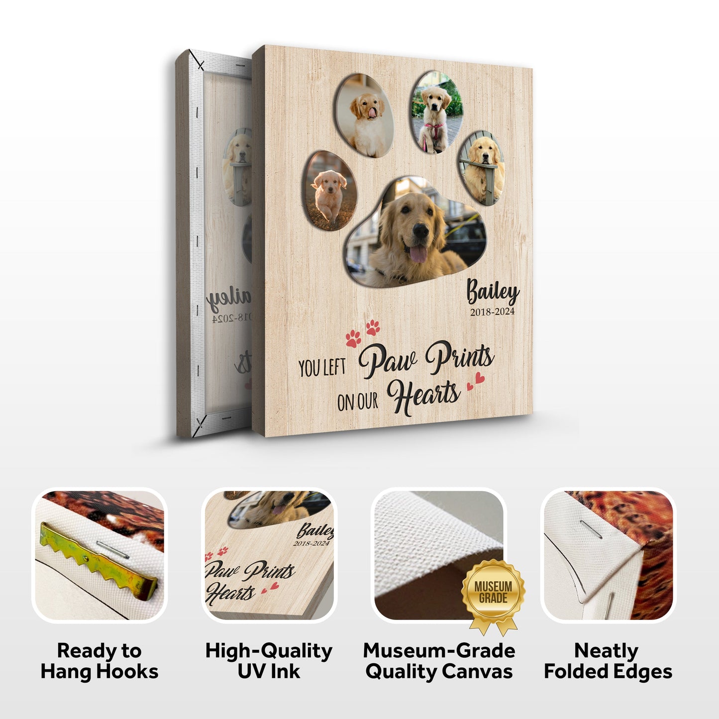 Pet Memorial Sign You Left Paw Prints On Our Hearts II