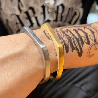 Trendy Men's Silver Brushed Titanium Steel Bracelet