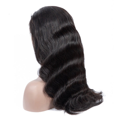 European & American Long Curly Front Lace Wig Black