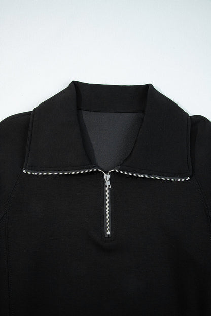 Solid Quarter-Zip Top and Drawstring Pants Set