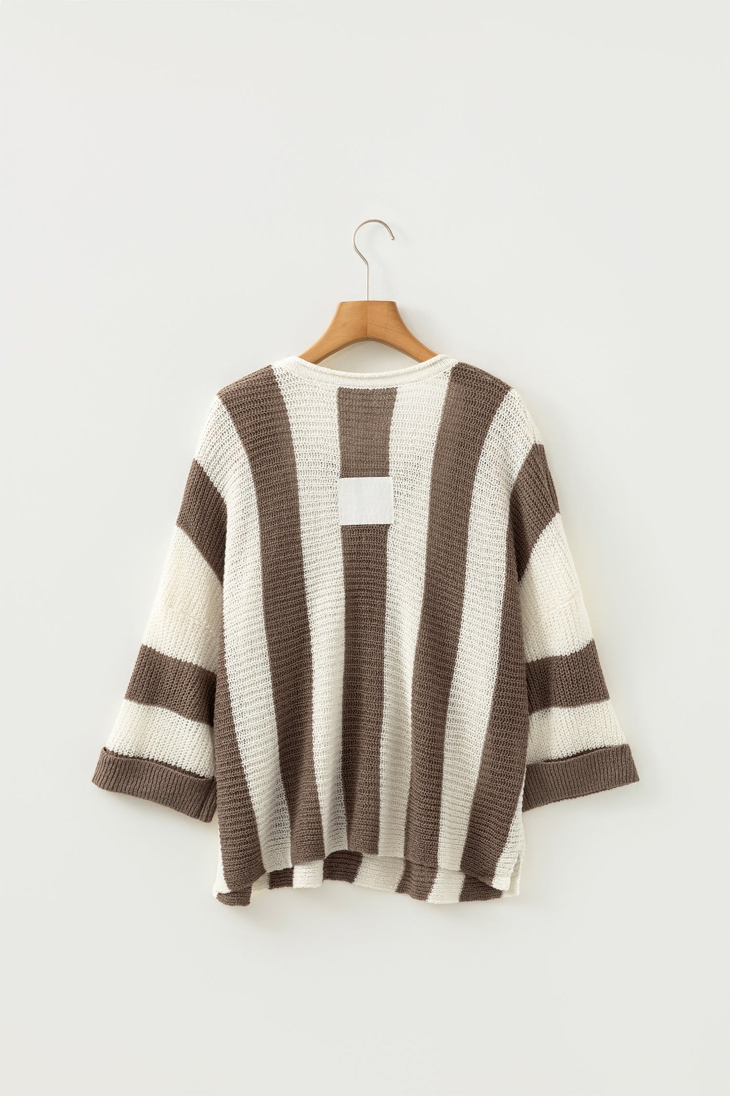 Colorblock Stripe V-Neck Bracelet Sleeve Sweater
